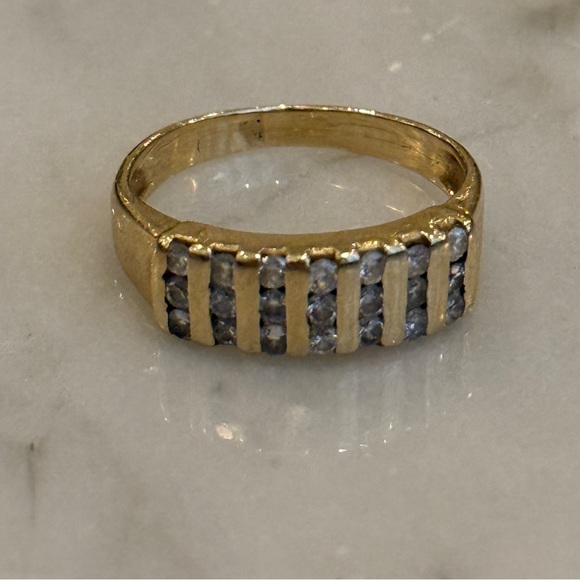 GOLD & DIAMOND Two-Row Cluster Band Ring, 10K Circa 1980s–90s - Picture 6 of 6